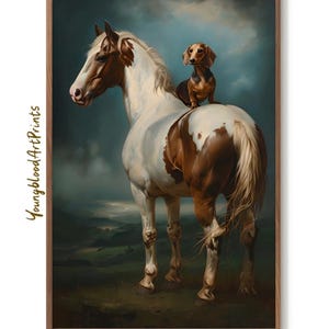 Old English horse and dog oil painting | digital print