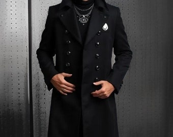 Men&#39;s Gothic Trench Coat: Vintage Style Long Fashion Coat
