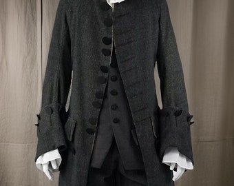 Men's Wool Military Frock Coat: Pirate Vest & Breeches Set