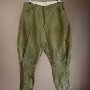 Men's Vintage WW1 1920s US Military Chino Cavalry Motorcycle Jodhpurs Breeches