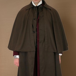 Manteau cape Inverness en laine marron pour hommes : frac Duster