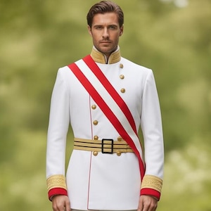 White Wool Hussar Jacket: Prussian Military Style