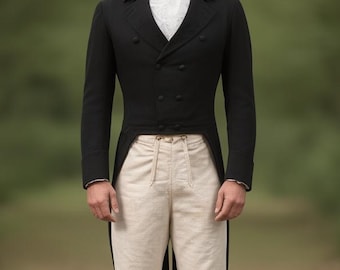 Men's Black Victorian Regency Tailcoat: Mr. Darcy Outfit
