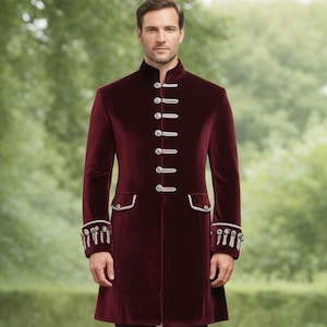 Frac de terciopelo hecho a mano: Frac victoriano steampunk para hombre