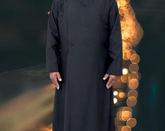 Men&#39;s Black Cotton Anglican Clergy Cassock Robe