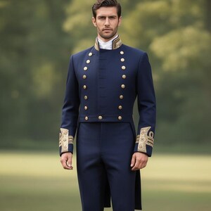 Uniforme della Royal Navy: modello 1843, frac militare britannico da ufficiale di marina, colore nero