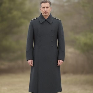 Abrigo militar alemán de lana para hombre: abrigo estilo gótico steampunk.