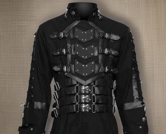 Men's Black Cotton Gothic Steampunk Hellraiser Coat Australia