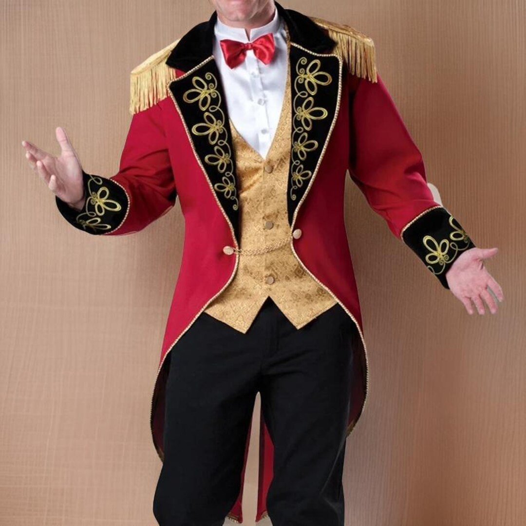 Red Wool Ringmaster Jacket: Gold Braid Uniform Outfit - Etsy