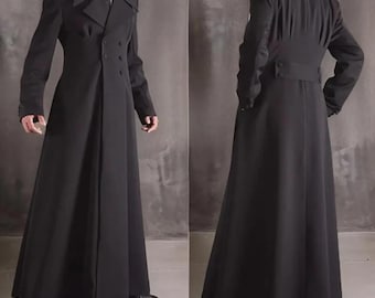 Men's Gothic Wool Overcoat: Double Breasted Long Trench Jacket