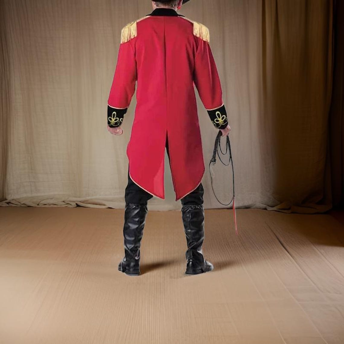 Red Wool Ringmaster Jacket: Gold Braid Uniform Outfit - Etsy