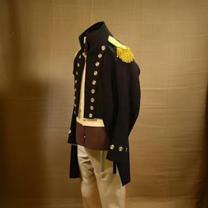 Royal navy full dress officer uniform: pattern 1800 , Naval officer british military tailcoat black color