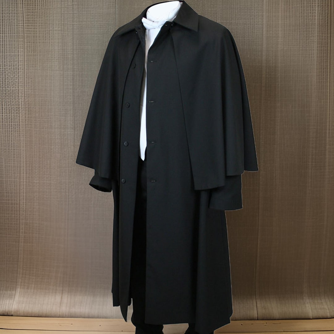 希少 vintage japan inverness coat Japanese Men's Traditional Kimono Inverness Coat Black Fast