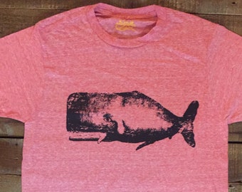 Sperm WHALE T-shirt Made in USA Salmon