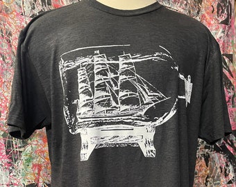 Ship In a Bottle T-Shirt MADE IN USA Vintage Black