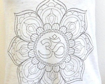 OM symbol Lotus Flower Art Print Yoga Tank Top Made in USA