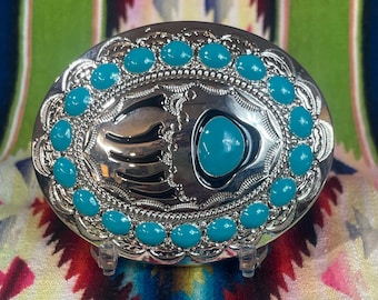 Navajo ヴィンテージ スターリングシルバー バングル ベアパウ ターコイズ ネイティブアメリカン ナバホ族 ベアポウ ターコイズ & スターリング