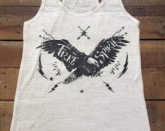 FREE SPIRIT Eagle Tank T-shirt Ladies Made in USA