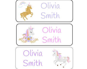 SALE! Unicorn NAME Labels Girl Labels Daycare Back to School Supplies  Unicorn flowers Christmas Holiday Decor Baby Gift Stocking Stuffer