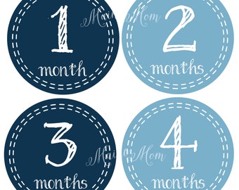 FREE GIFTS! Baby Boy Month Stickers, Baby Monthly Stickers, Milestone Stickers,  Baby Boy Nursery Decor, Navy, Blue, Photo  Baby