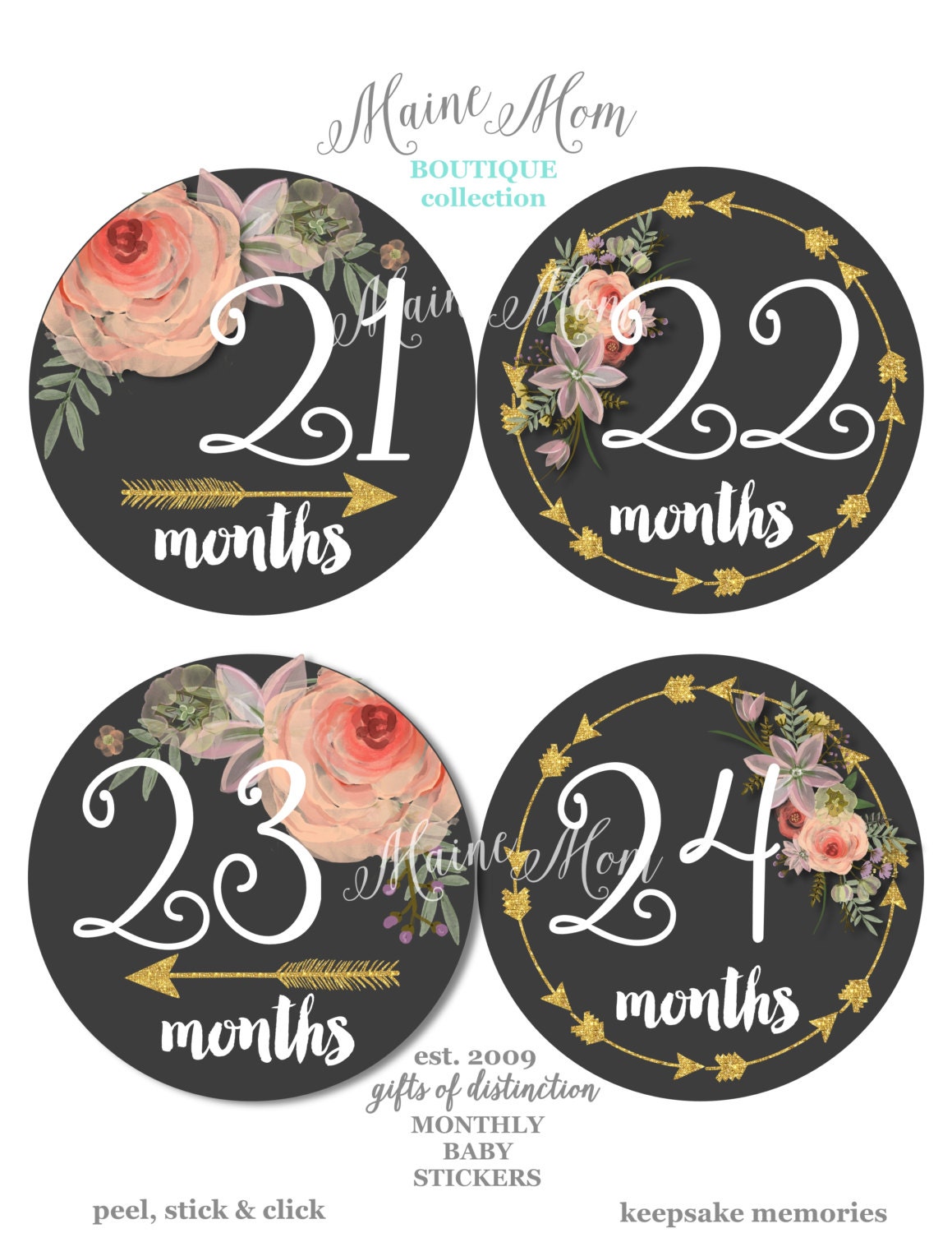 GIFT Baby Girl Monthly 2nd Year Stickers Month Stickersbaby - Etsy