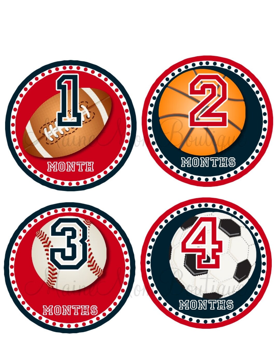 FREE GIFTS16 Sports Baby Boy Monthly Stickers, Baby Month Stickers