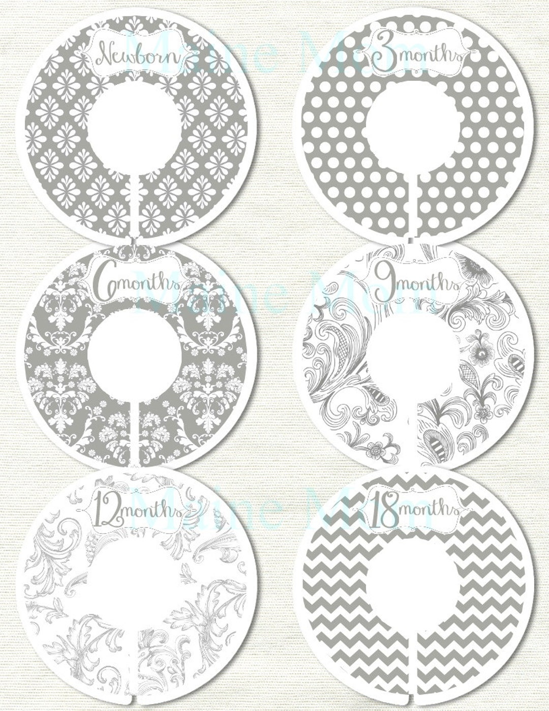 6 Custom Baby Closet Dividers Organizers Chic Grey White Etsy