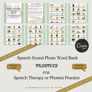 Speech Sound Plosive Photo Words for Speech and Language Therapy| Speech Articulation Cards| Printable Flash Cards Children|Stop Sounds