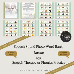 Speech Sound Nasals Photo Words for Speech and Language Therapy| Speech Articulation Cards| Printable Flash Cards Children|Nasal Sounds