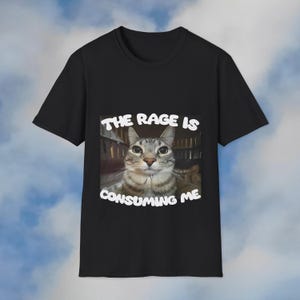 Rage Is Consuming Me Meme Cat T-Shirt, Funny Cat Goofy Shirt, Dumb Animal Graphic Tee, Stupid Weird Tshirt, Unhinged Y2k Tee Friend Gift