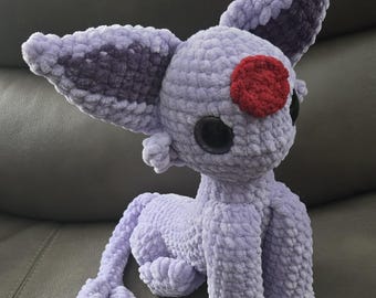 Crocheted Espeon/ Handmade/ Plushie
