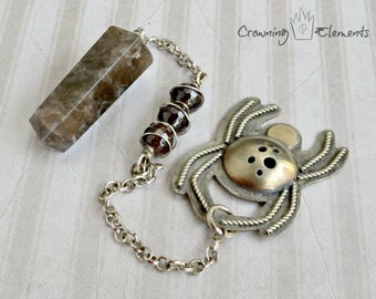 Smoky Quartz and Garnet Pendulum ~ Spider Silk: The Witch's Cauldron