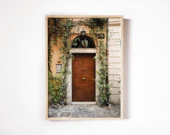 Door with Vines in Italy Print, Italy Photography, Minimalist Wall Art, Travel Poster