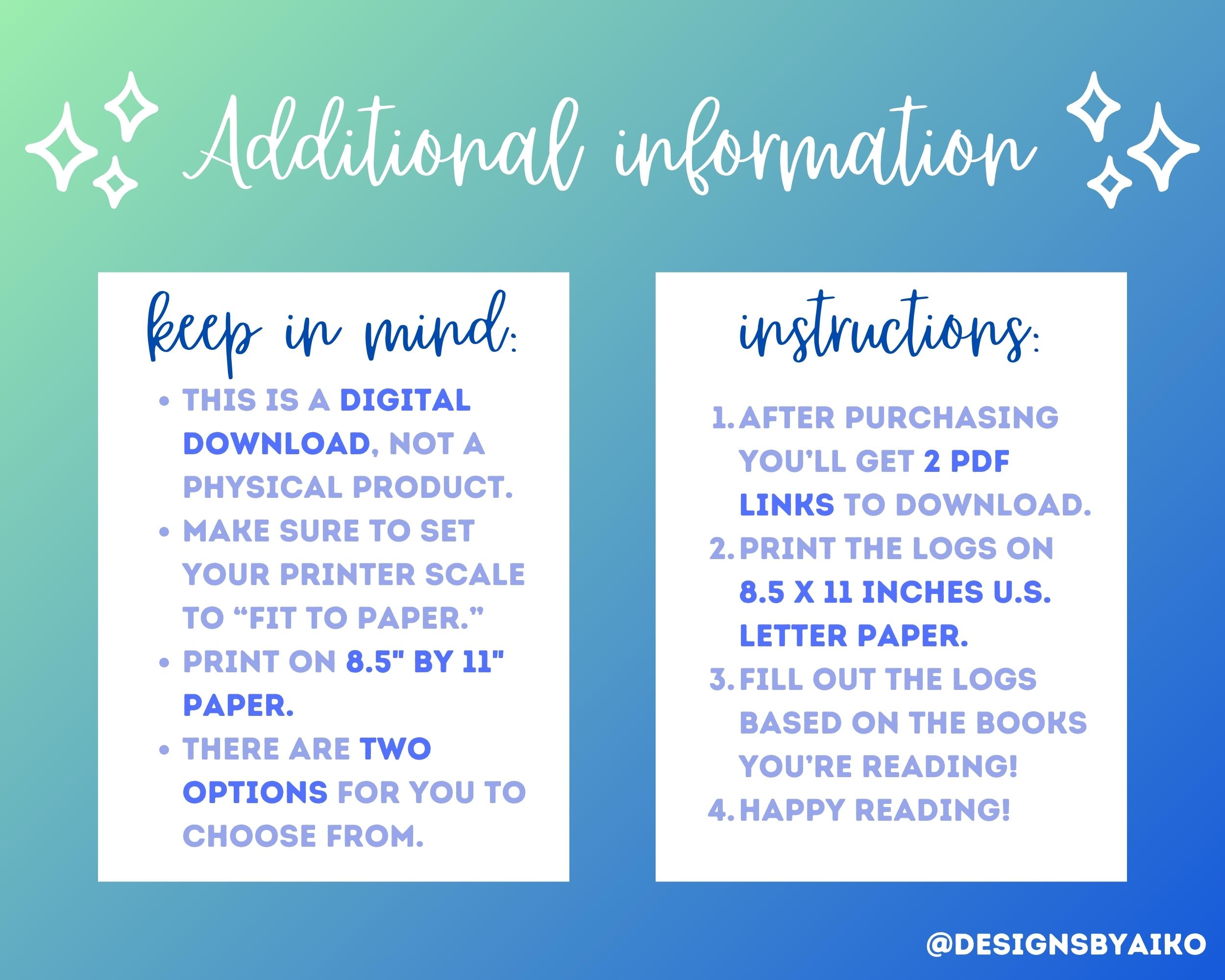 Printable Reading Logs, Reading Tracker, Book Tracker, Book Log ...