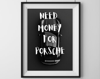 Porsche 911 Minimalist Poster: German Car Art Print