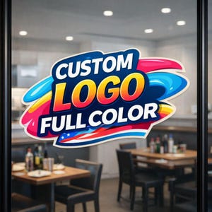Custom Logo Window Decal, Full Color Vinyl Business Sticker