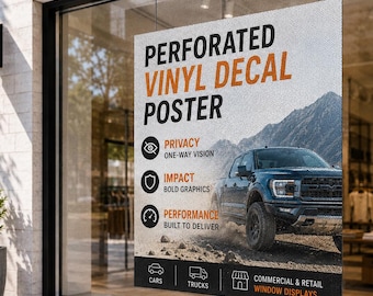 Vinilo adhesivo perforado para escaparates / Gráfico de visión unidireccional / Publicidad en ventanas de coches, camiones y escaparates comerciales