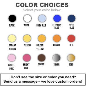 Puede incluir: Un gr&aacute;fico que muestra opciones de color, incluyendo negro, blanco, azul beb&eacute;, azul el&eacute;ctrico y azul acero. Otros colores incluyen amarillo pl&aacute;tano, amarillo, amarillo dorado, naranja y rojo. Rosa pastel, rosa brillante, marr&oacute;n, plata y oro tambi&eacute;n se muestran.