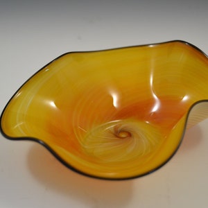Hand Blown Glass Jewelry Bowl – Orange Trinket Dish, Ring Holder