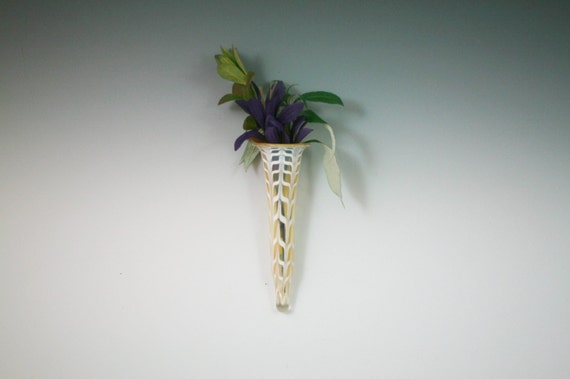Blown Glass Wall Vase Lampwork Wall Pocket Wall Sconce Etsy