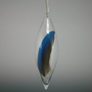 Glass Christmas Ornament  - Meaningful Gift - Hand Blown Glass Ornament -  Feather Ball