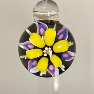 Hand Blown Glass Flower Pendant