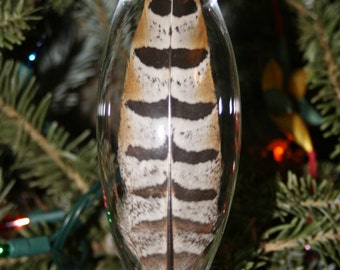 Handblown Glass Christmas Ornament - Feather Ball