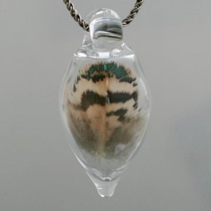 Glass Pendant Handblown Boro Lampwork Glass Jewelry Feather Pendant