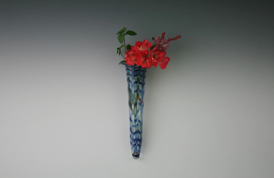 Blown Glass Wall Vase Hand Blown Wall Pocket Lampwork Glass Bud Vase