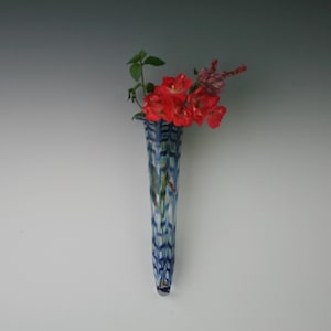 Blown Glass Wall Vase - Hand Blown Wall Pocket - Lampwork Glass Bud Vase - Boro Glass Art