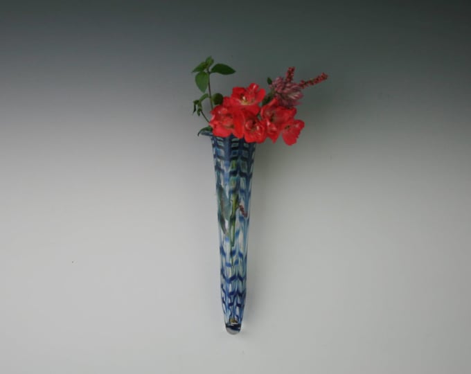 Blown Glass Wall Vase Hand Blown Wall Pocket Lampwork Glass Bud Vase