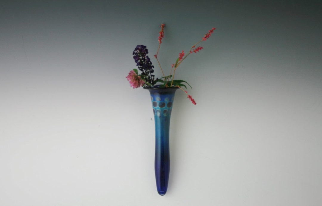 Wall Hung Vase Glass Wall Planter Hand Blown Wall Pocket Boro Hanging