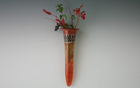 Wall Vase Blown Glass Wall Pocket Flower Bud Vase Hanging Etsy