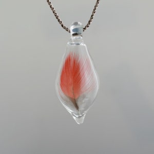Boro Pendant Blown Glass Feather Pendant Handmade Glass Bird Jewelry image 2